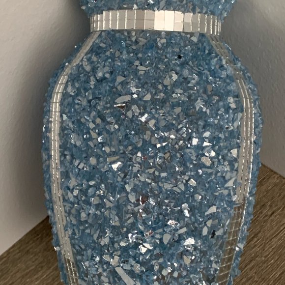 Beautiful Blue and Silver Glass Vase - Picture 9 of 10